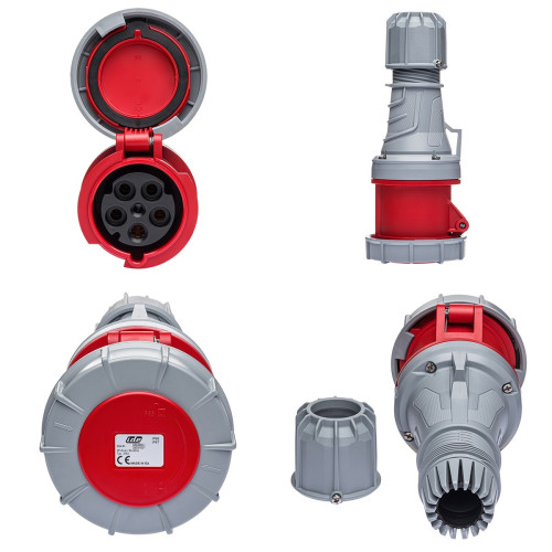 Розетка кабельна силова IDE 63A 415В 3P+N+E IP67 Червоний (3753)