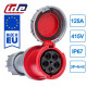 Розетка кабельна силова IDE 125A 415В 3P+N+E IP67 Червоний (3756)