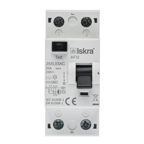 Устройство защитного отключения 25A 1Р+N AC 30 mA ISKRA AFI2 (30105058000)