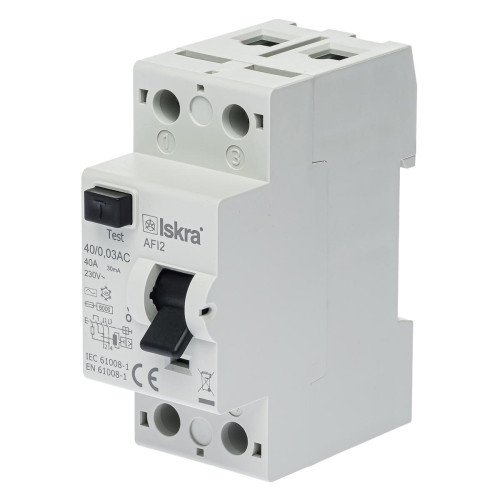 Пристрій захисного відключення 40A 1Р+N AC 30 mA ISKRA AFI2 (30105061000)