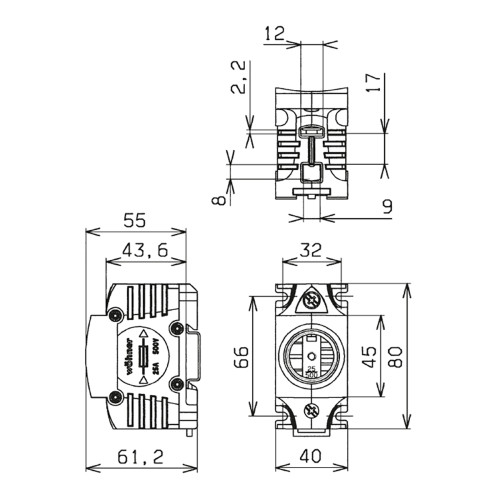 Тримач запобіжникив тип D E27 TRITON 1р 25А 500В Woehner (31173)