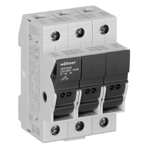 Тримач запобіжників Ambus 10х38 3р з LED індикацією 32А 690В Woehner (31133)