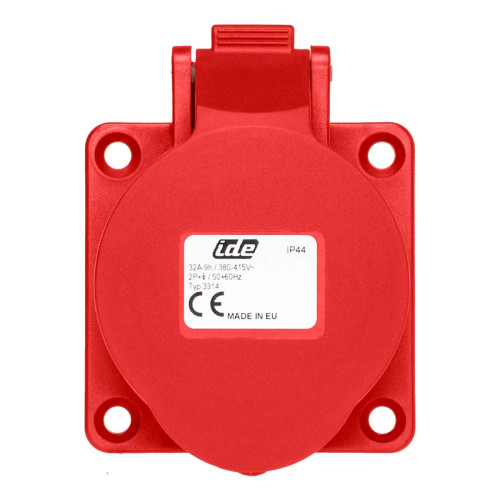 Розетка встроенная прямая силовая IDE 32A 415В 2P+E IP44 Красный (3314)