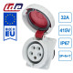 Розетка встроенная наклонная силовая IDE 32A 415В 3P+N+T IP67 Красный (3806)