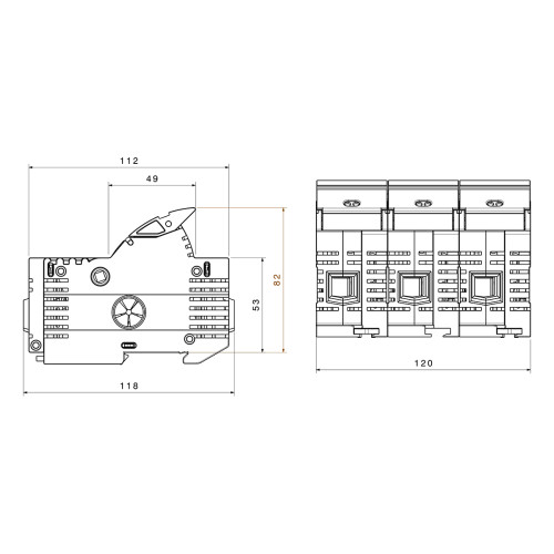 Тримач запобіжників тип J 27x60 3P 60A 600В Woehner (31922)