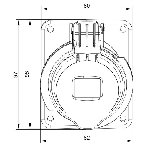 Розетка встроенная наклонная силовая IDE 32A 415В 3P+E IP44 Красный (3305)