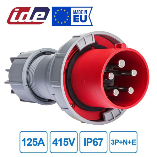Вилка кабельна IDE 125A 415В 3P+N+E IP67 Червоний (3656)