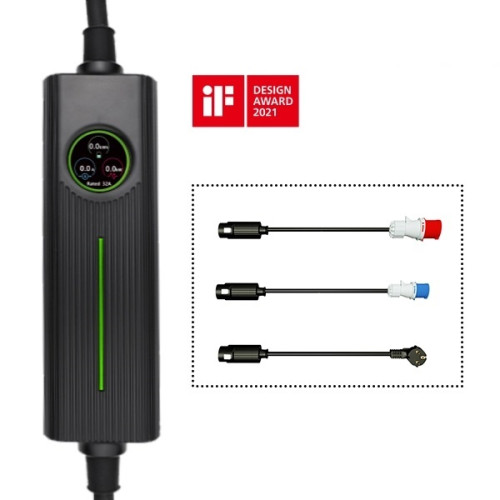 Зарядная станция BS-PCD050 Besen 32A-1Ф/24А-3Ф 230/400В 16 кВт розетка Type 2 с экраном + адаптерами на розетку Schuko 16A, CEE32A 3pin, CEE32A 5pin с кабелем 6,5 м + APP