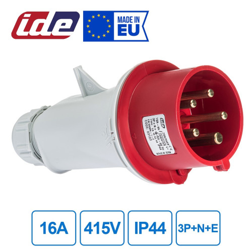 Вилка кабельная IDE 16A 415В 3P+N+E IP44 Красный (3103)
