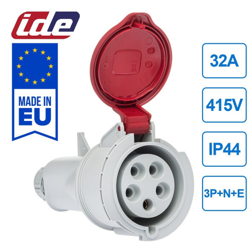 Розетка кабельная силовая IDE 32A 415В 3P+N+E IP44 Красный (3206)