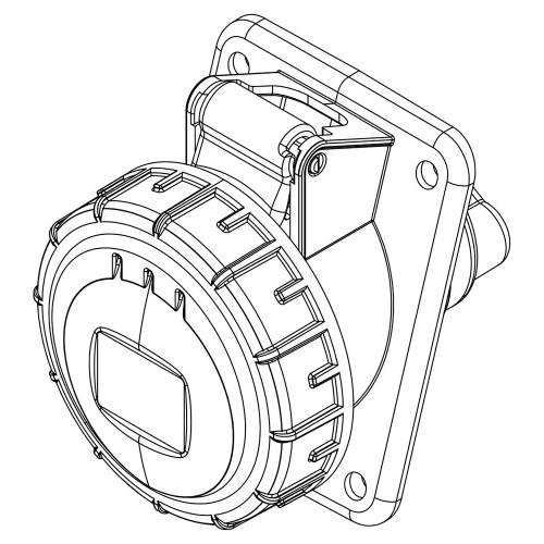 Розетка встроенная наклонная силовая IDE 16A 250В 2P+T IP67 Синий (2801)