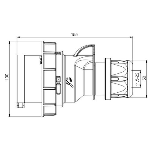 Розетка кабельная силовая IDE 32A 415В 3P+N+E IP67 Красный (8508)