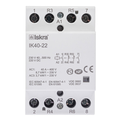 Контактор ISKRA IK40-22 40А 2НВ+2НЗ 220/240 В 50/60 Гц (30045150000)