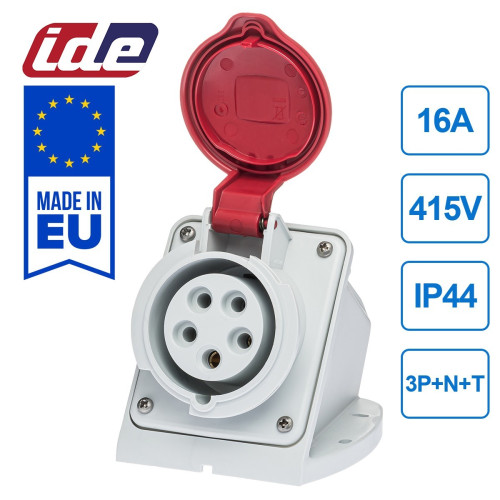 Розетка настенная силовая IDE16A 415В 3P+N+T IP44 Красный (3323)
