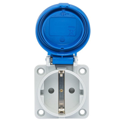 Розетка силовая IDE SCHUKO 16A 250В 2P+E IP54 Синий (452)