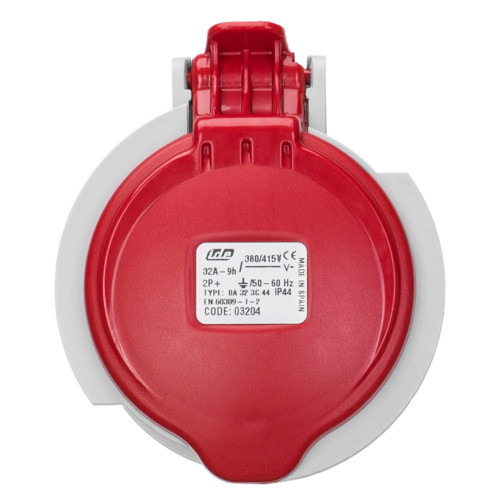 Розетка кабельная силовая IDE 32A 415В 2P+E IP44 Красный (3204)