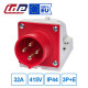 Вилка силовая настенная IDE 32A 415В 3P+E IP44 Красный (3125)