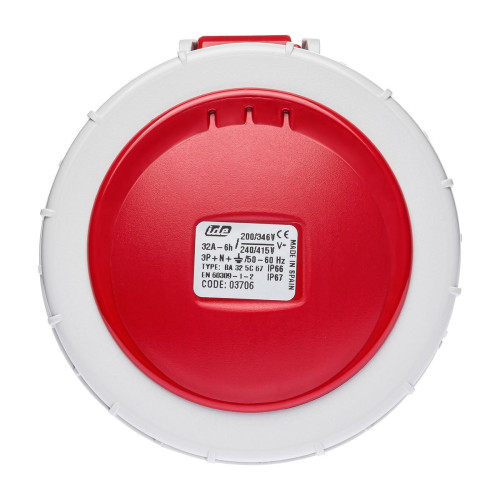 Розетка кабельна силова IDE 32A 415В 3P+N+E IP67 Червоний (3706)