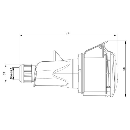Розетка кабельная силовая IDE 32A 415В 3P+E IP44 Красный (3205)