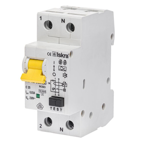 Диференційний вимикач ISKRA RFI2C25A 1P+N 25A A 30 mA DIN IP20 (786100606000)