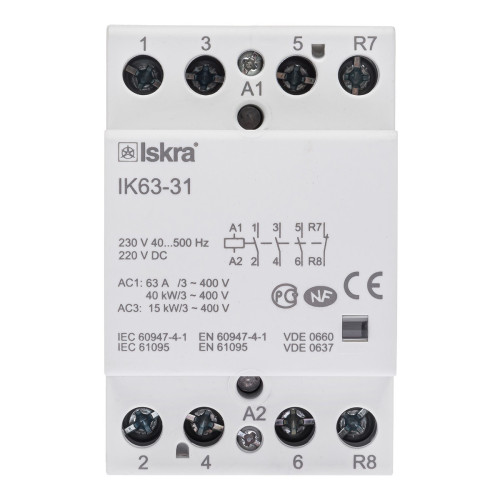 Модульный контактор IK63-31, 230 V, AC/DC Iskra