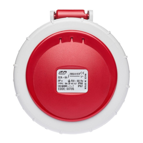 Розетка кабельна силова IDE 32A 415В 3P+E IP67 Червоний (3705)