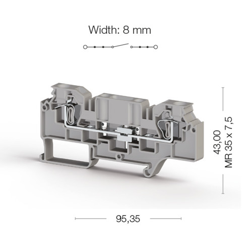 Клема вимірювальна WGO 5 сіра з 2 роз'ємами Klemsan (0.0.0.3.76190)