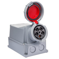 Розетка зовнішня силова IDE 125A 415В 3P+N+T IP67 Червоний (3876)
