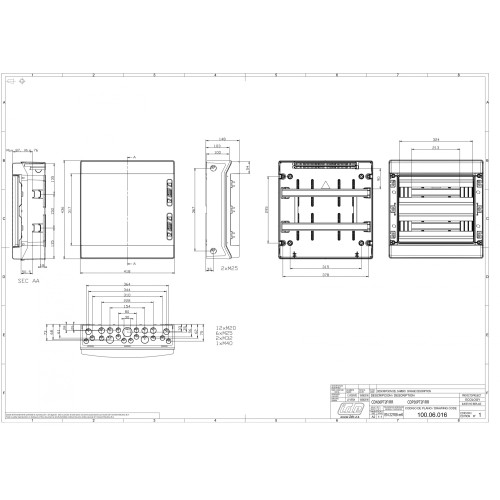 Распределительный щит IDE 36 модулей IP65 с шинами N и PE 436x418x148 мм (CDN36PT2F/RR)
