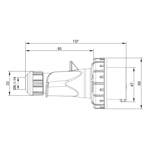 Вилка кабельная IDE 16A 220В 2P+E IP67 Синий (2601)
