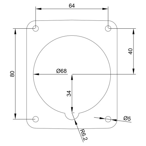 Розетка встроенная наклонная силовая IDE 32A 415В 3P+E IP44 Красный (3305)