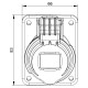 Розетка встроенная наклонная силовая IDE 16A 250В 2P+E IP44 Синий (2301)