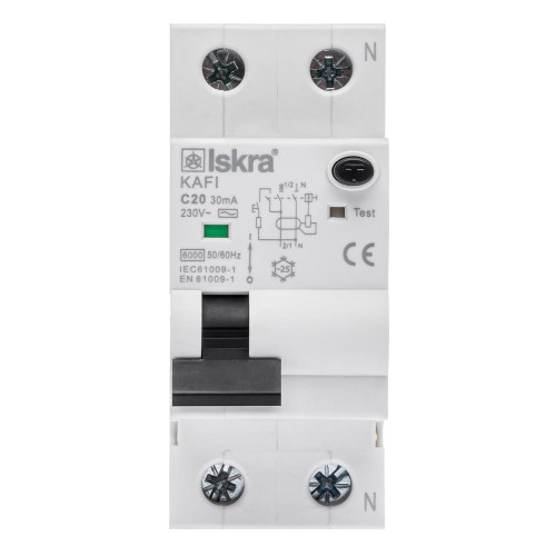 Диференційний вимикач ISKRA KAFI2C20A 1P+N 20A AC 30 mA DIN IP20 (786100868000)