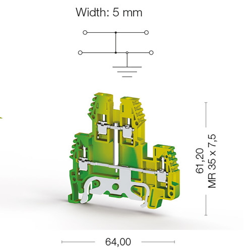 Клема гвинтова заземлення дворівнева PIK 2,5 NT Klemsan (0.0.0.3.36560)
