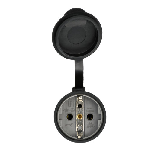 Розетка гумова кабельна IDE SCHUKO 16A 250В 2P+E IP40 Чорний (125)
