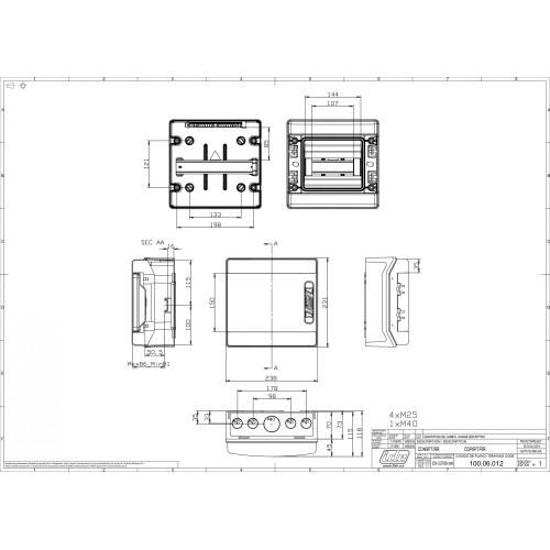 Распределительный щит IDE 8 модулей IP65 с шинами N и PE 231x238x118 мм (CDN8PT/RR)