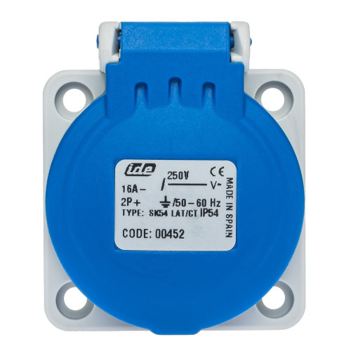 Розетка силовая IDE SCHUKO 16A 250В 2P+E IP54 Синий (452)