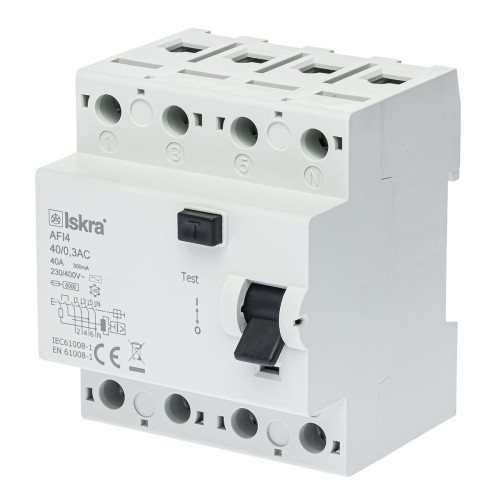 Устройство защитного отключения 40A 3Р+N AC 300 mA ISKRA AFI4 (30105071000)