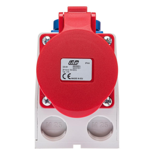 Розетка комбинированная силовая IDE 32A 415В 3P+N+E IP44 (316)