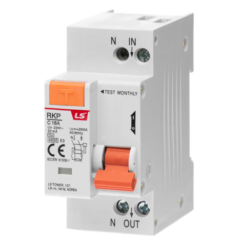 Диференційний вимикач LS Electric RKP 1P+N С16А 30 мА АС (062203768B)