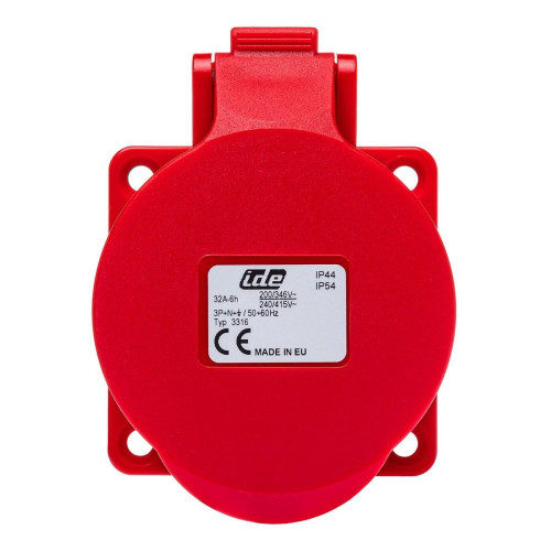 Розетка вбудована похила силова IDE 32A 415В 3P+N+E IP44 Червоний (3316)