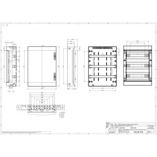 Распределительный щит IDE 54 модуля IP65 с шинами N и PE 586x418x148 мм (CDN54PT/RR)