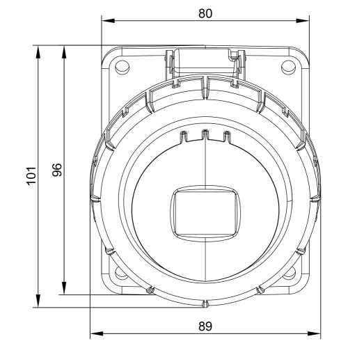 Встроенная розетка наклонная силовая IDE 16A 415В 3P+N+T IP67 Красный (3803)