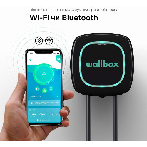 Зарядная станция 32А 22кВт Тype 2 кабель 7 м Wi-Fi BT Wallbox Pulsar Plus (PLP1-M-2-4-9-002)