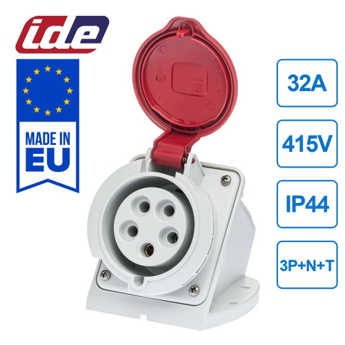 Розетка настенная силовая IDE 32A 415В 3P+N+T IP44 Красный (3326)