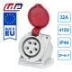 Розетка настенная силовая IDE 32A 415В 3P+N+T IP44 Красный (3326)