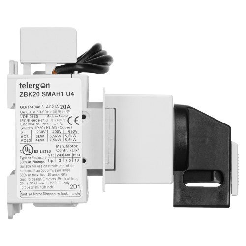 Перемикач навантаження модульний ZBK з прямою ручкою 4x20A Telergon (ZBK20SMAH1U4)