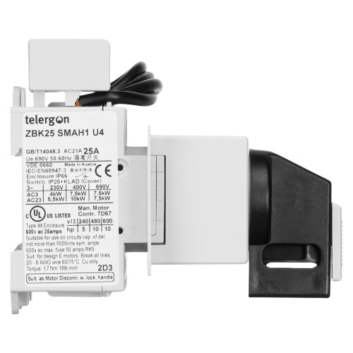 Перемикач навантаження модульний ZBK з прямою ручкою 4x25A Telergon (ZBK25SMAH1U4)