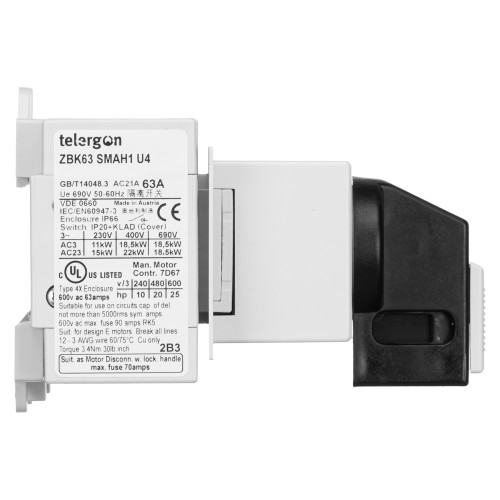 Перемикач навантаження модульний ZBK з прямою ручкою 4x63A Telergon (ZBK63SMAH1U4)