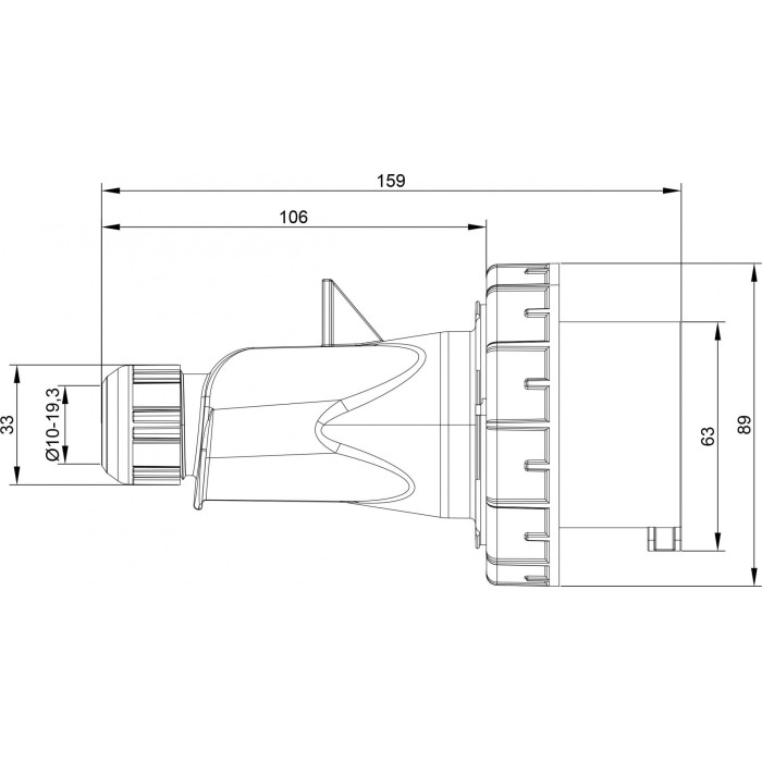 Вилка кабельна IDE MUNDIAL 2P+E 32A 200–250V IP66-67